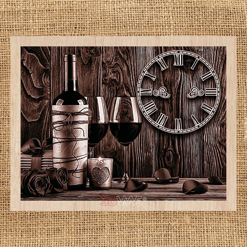 WINE CLOCK pyroprinter & laser-ready file 3DWave.us