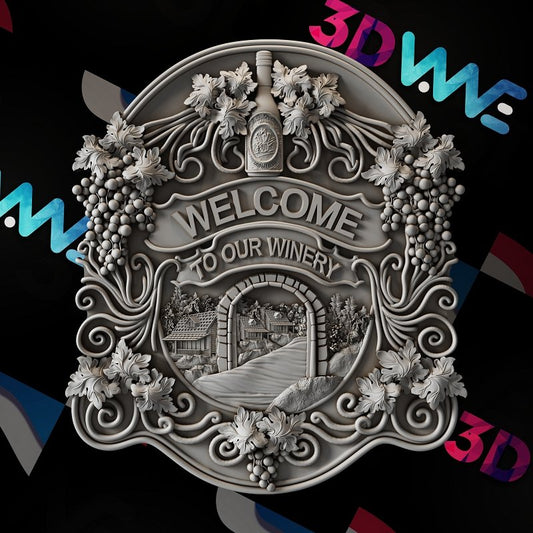 WINERY WELCOME SIGN 3d stl - 3DWave.us