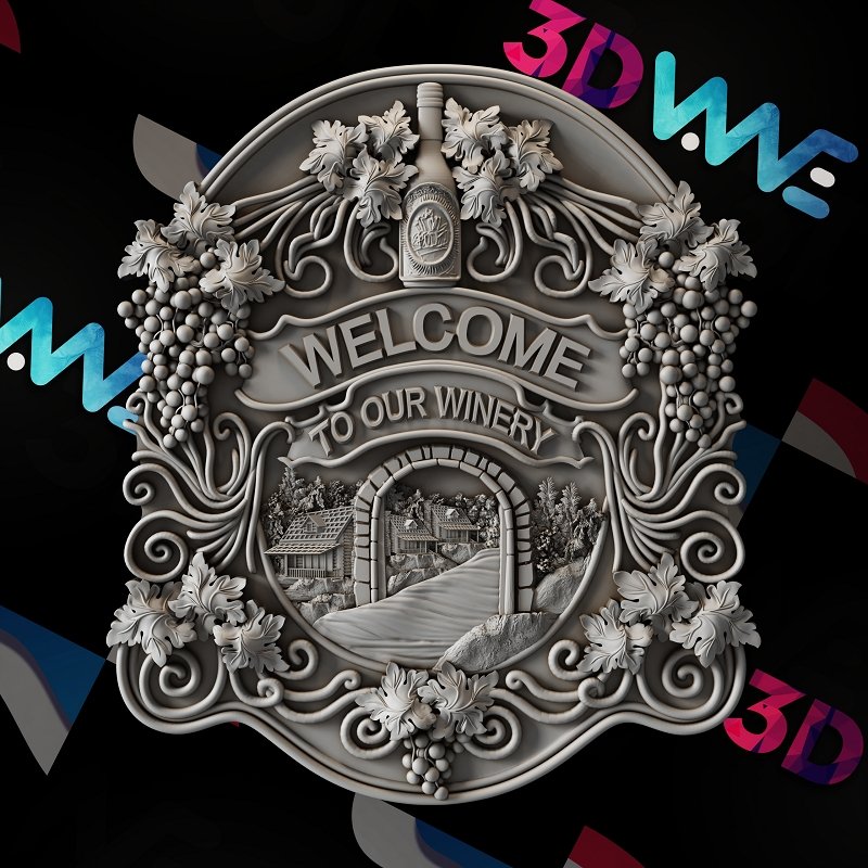 WINERY WELCOME SIGN 3d stl - 3DWave.us