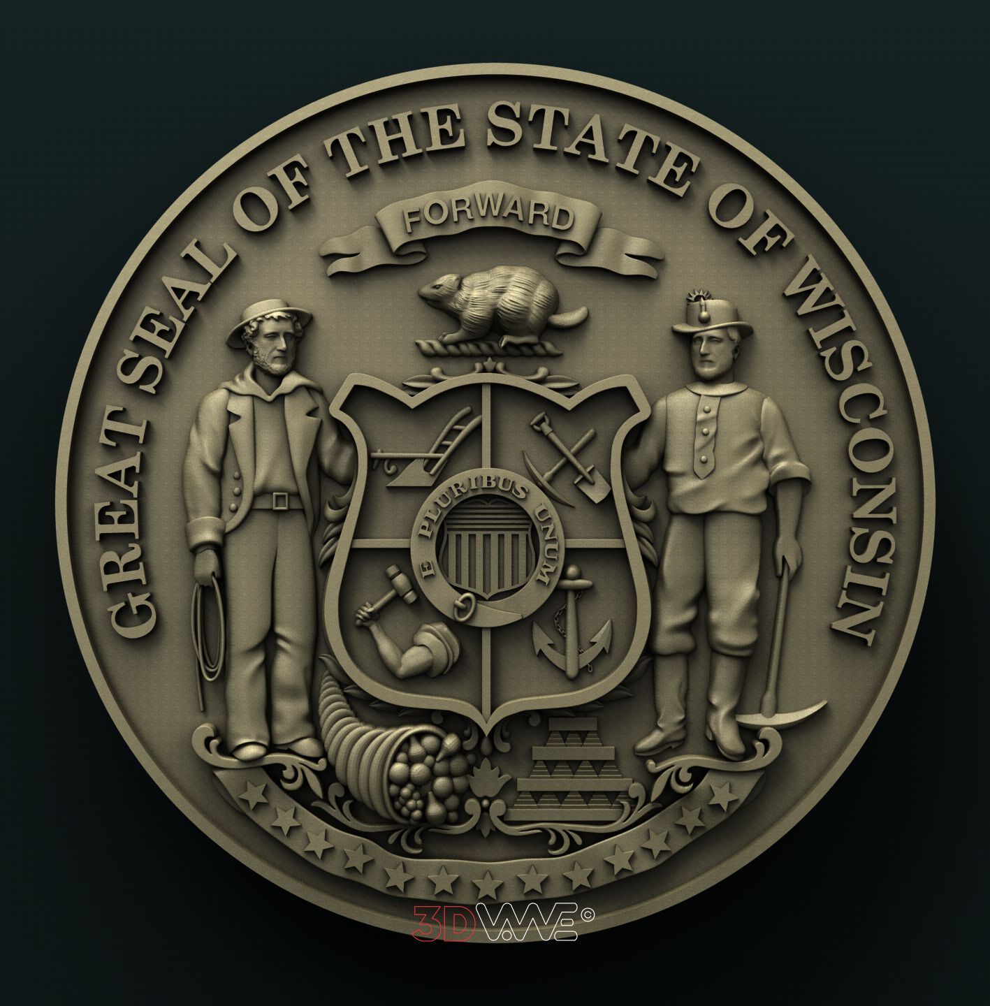 WISCONSIN STATE SEAL 3D STL 3DWave