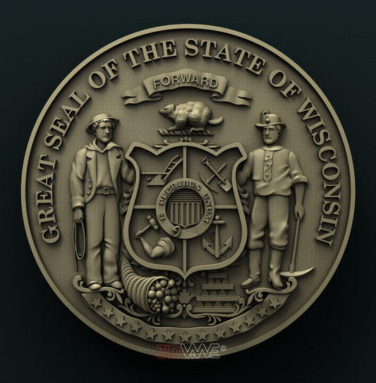 WISCONSIN STATE SEAL 3D STL 3DWave
