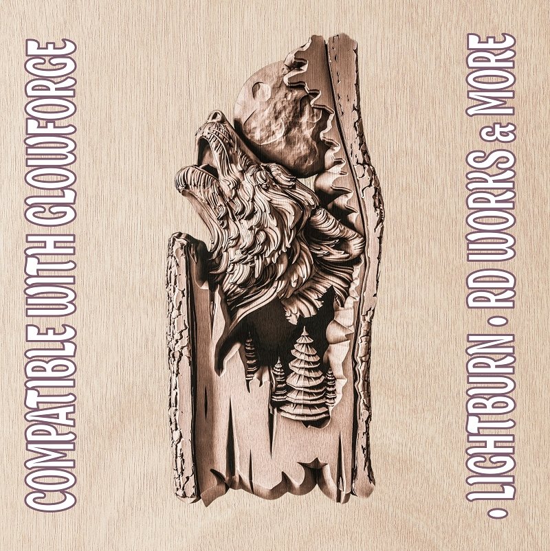 WOLF 3d illusion & laser-ready file 3DWave.us