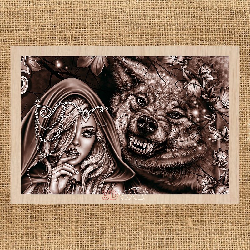 WOLF AND LITTLE RED RIDING HOOD PYROPRINTER AND LASER-READY FILE 3DWave.us