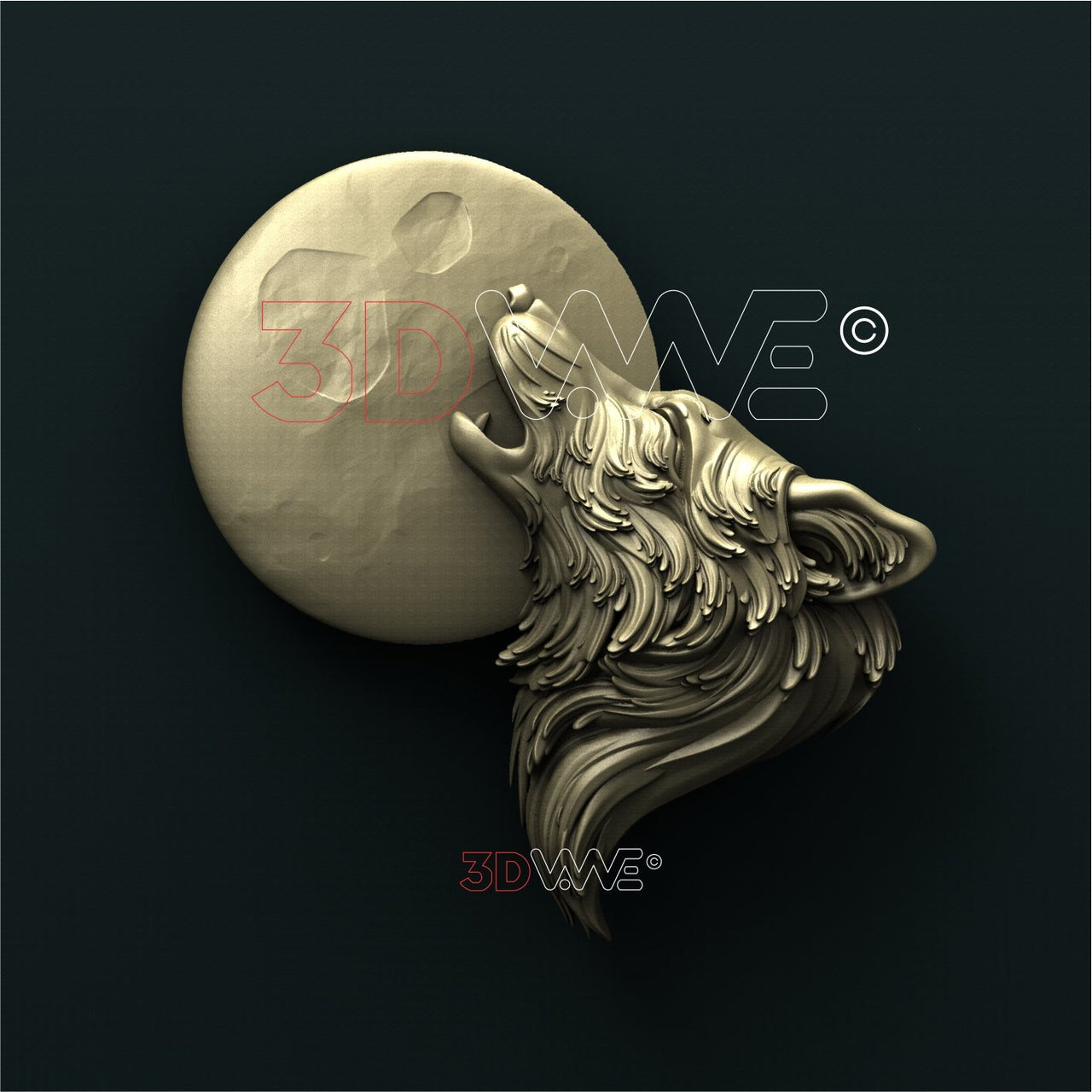 WOLF AND MOON 3D STL 3DWave