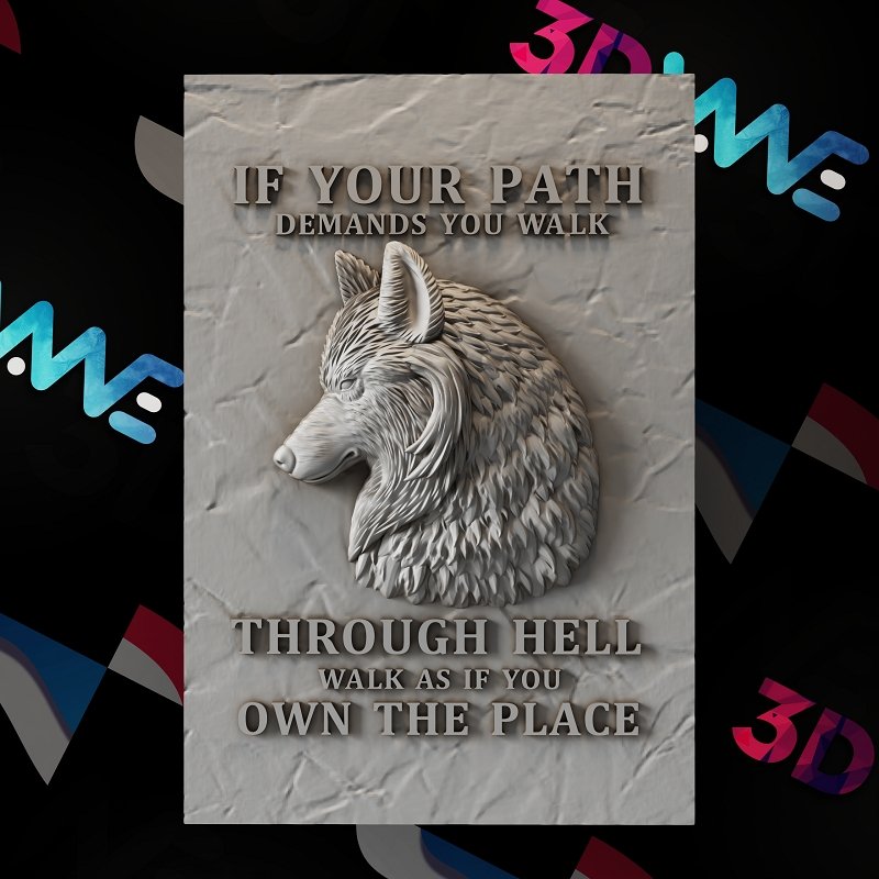 WOLF SIGN 3d stl - 3DWave.us
