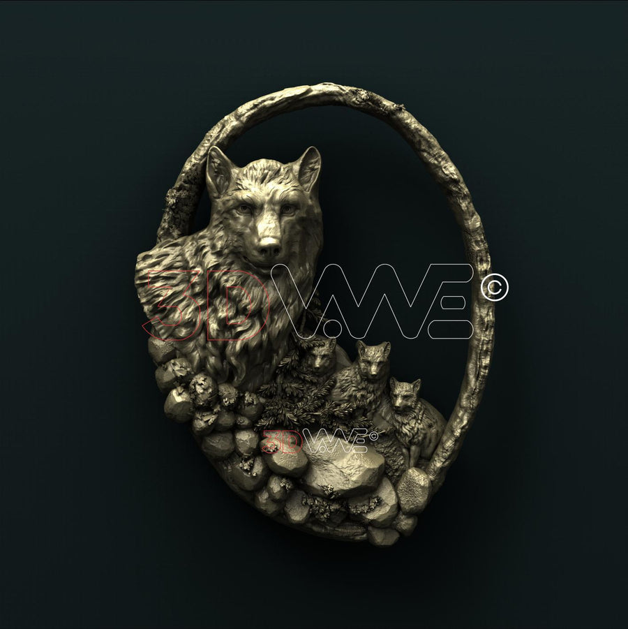 WOLVES MIRROR FRAME - EXCLUSIVE 3D STL 3DWave