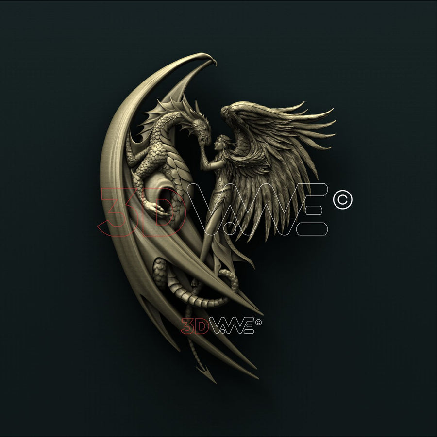 WOMAN AND DRAGON 3D STL 3DWave
