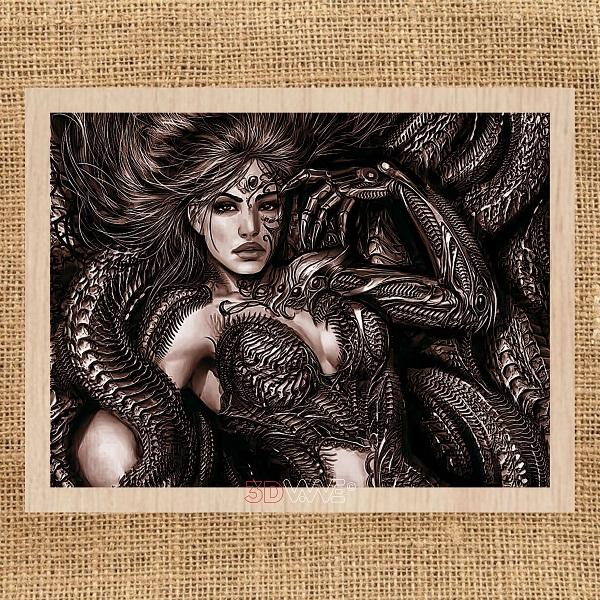 WOMAN AND SNAKE pyroprinter and laser-ready file 3DWave.us