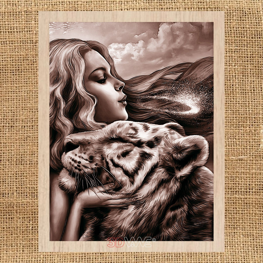 WOMAN AND TIGER pyroprinter & laser-ready file 3DWave.us