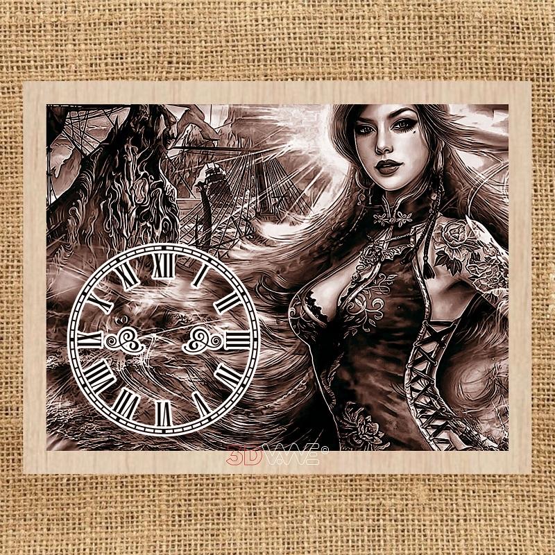 WOMAN CLOCK pyroprinter & laser-ready file 3DWave.us