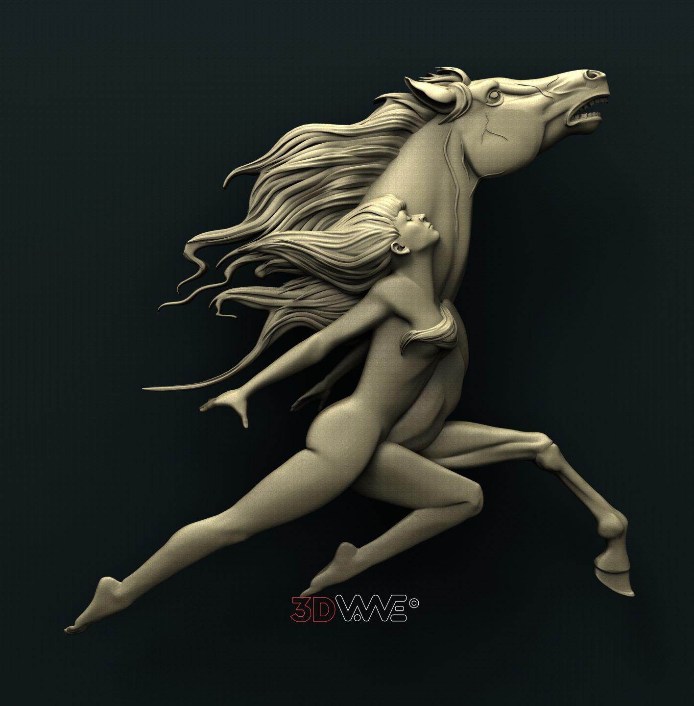 WOMAN WITH A HORSE 3D STL 3DWave