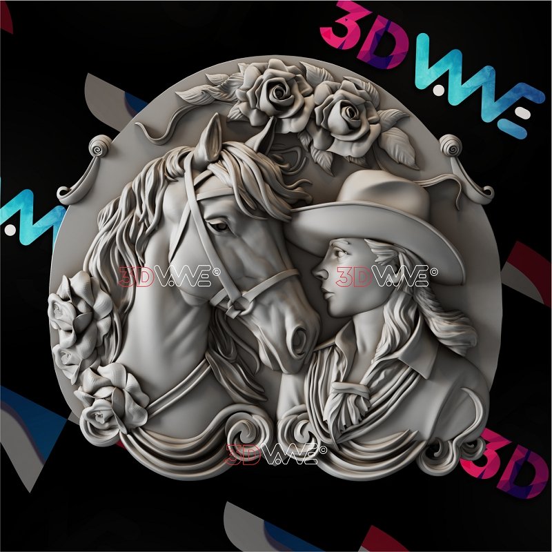 WOMAN WITH A HORSE 3d stl 3DWave.us