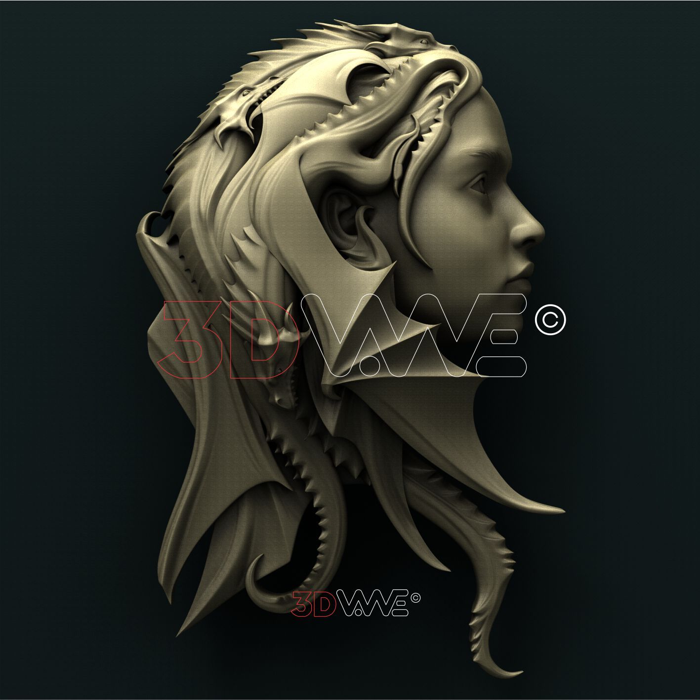 WOMAN WITH DRAGONS 3D STL 3DWave