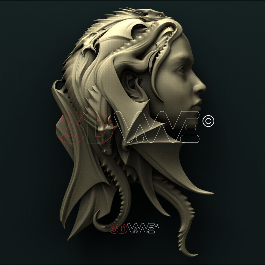 WOMAN WITH DRAGONS 3D STL 3DWave