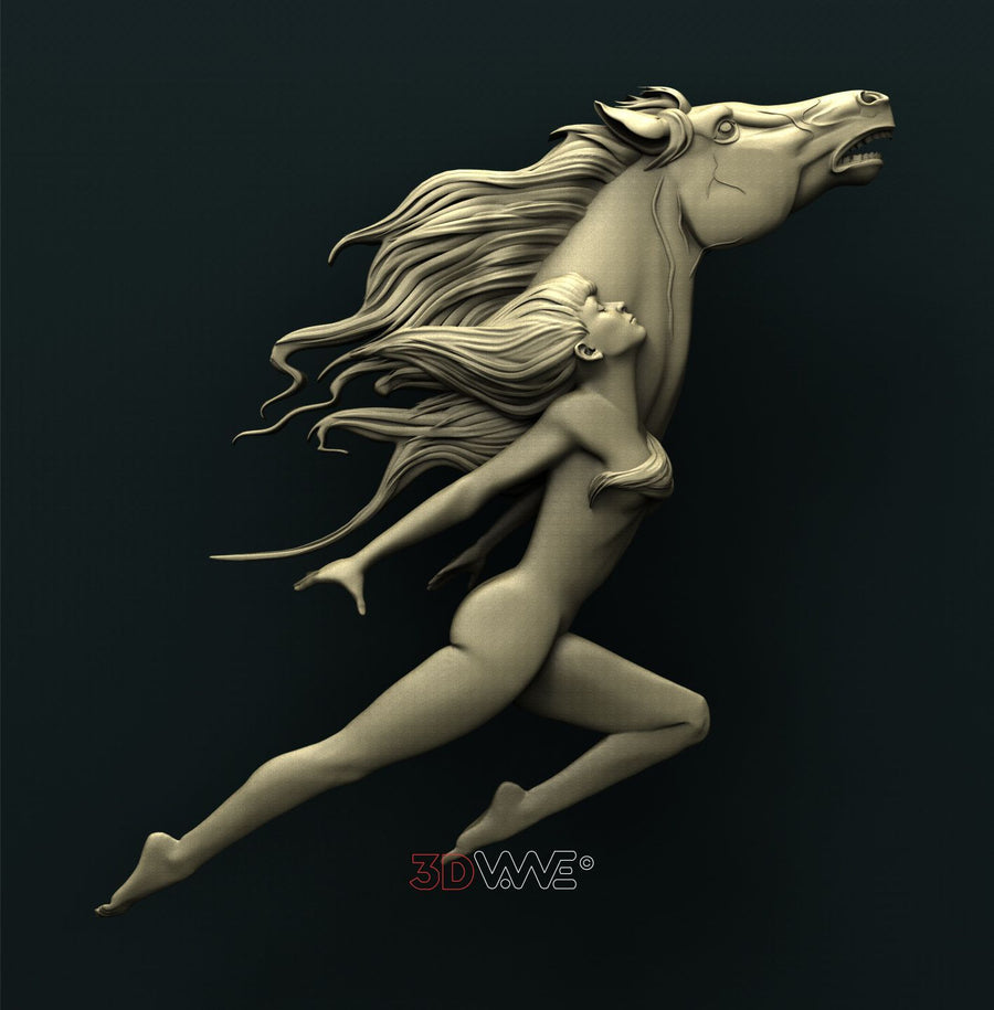 WOMAN WITH HORSE 3D STL 3DWave