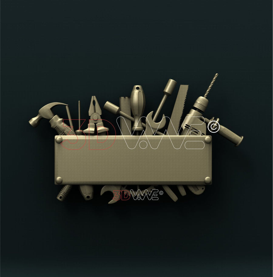 WORKSHOP SHIELD WITH TOOLS 3D STL 3DWave