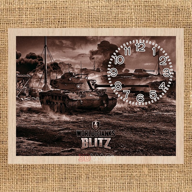 WORLD OF TANKS CLOCK pyroprinter & laser-ready file 3DWave.us
